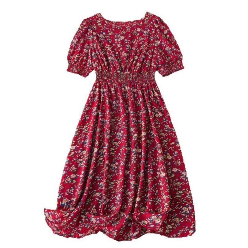 

Женское летнее платье с круглым вырезом, принтом «сломанная цветочная композиция», короткими рукавами и заниженной талией XL