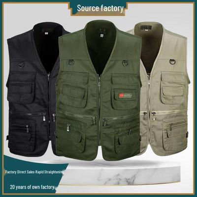 Four Seasons Men's Mesh Fishing Vest - Summer Casual, Multi-Pocket, Sleeveless Jacket for Middle-Aged & Elderly