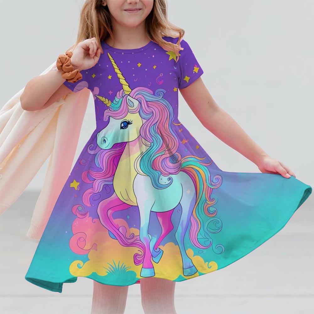 

Платье для девочки милое с 3D-принтом единорога модная детская одежда платье для вечеринки 160