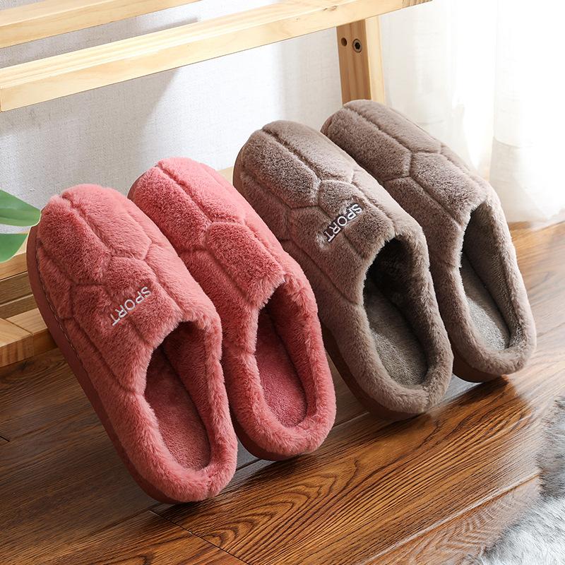 Autumn and winter cotton slippers couple indoor home home home non-slip thick bottom warm plush