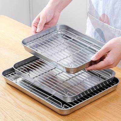 Blacha do pieczenia ze stali nierdzewnej z rusztem, blacha do pieczenia ciasta, blacha do grilla, piekarnik, ruszt do brownie, gotowanie, pieczenie, narzędzie do grillowania