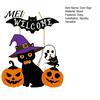 Pumpkin Wall Plaque Halloween Wooden Welcome Door Sign, Ghost Bat Hanging Decor Indoor Outdoor Decoration for Yard, Home Party Entrance Rustic
