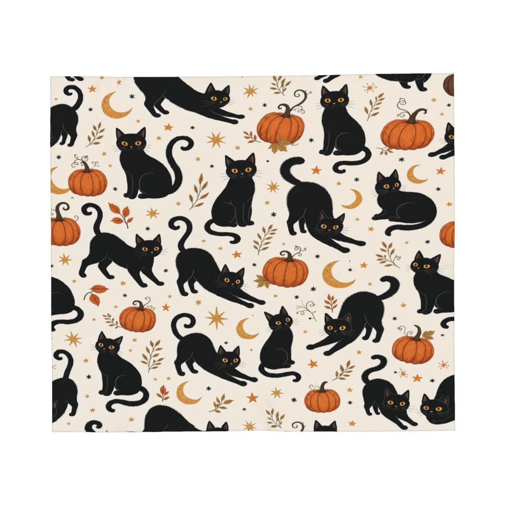 Halloween Black Cats Knitted Blanket Witchy Spooky Flannel Throw Blankets Home Couch Personalised Ultra-Soft Warm Bedspreads