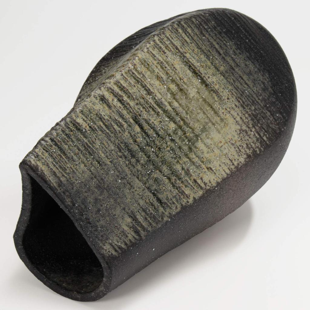 Shigaraki Ware Hechimon Vase Blumensockel Groß Grün Antike Keramik MR-1-2617