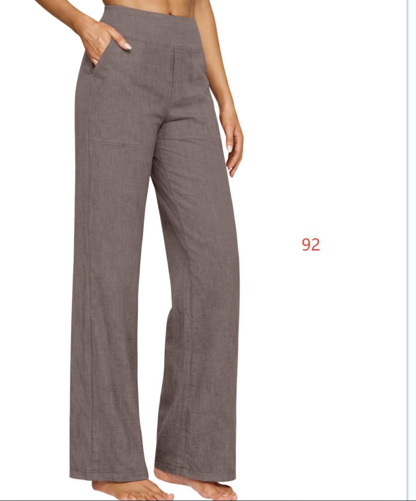 2026 Women s Cotton Linen High Waist Wide Leg Pants - European & American Style, Spring/Summer, Loose Casual Fit 3XL хаки