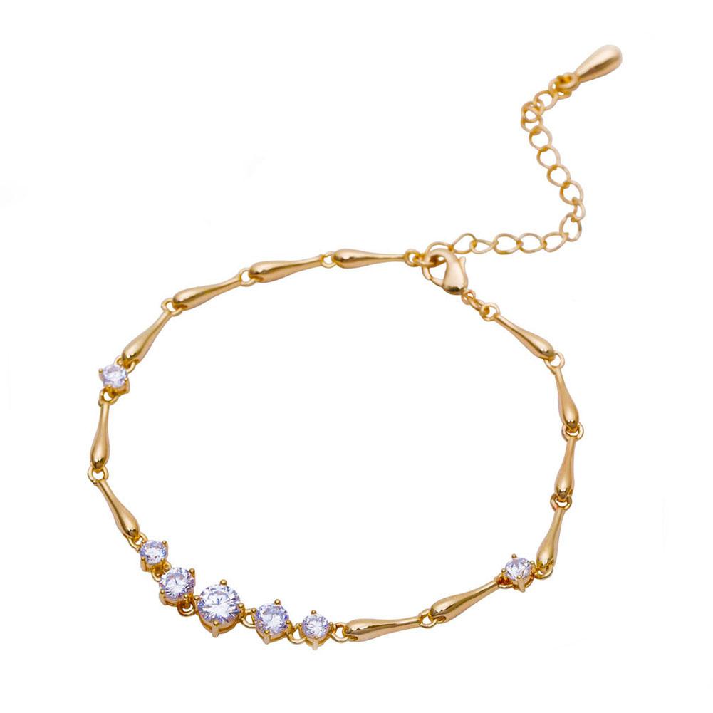 Women Simple Gradient Round Zircon Bracelet Stylish Hand Chain Ornament