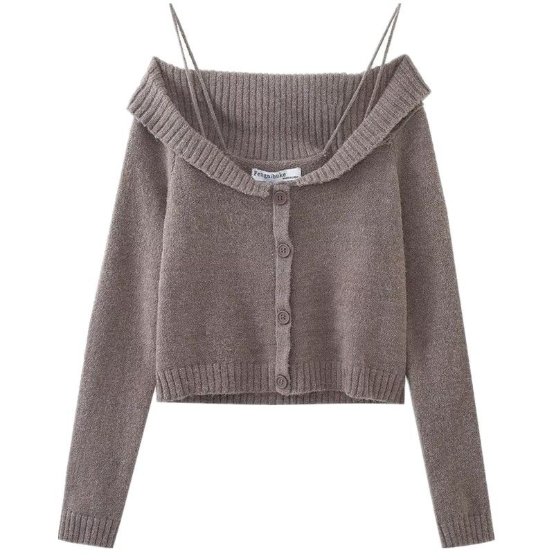 Fashion Style 2023 New Fall Women's Clothing Sexy Style off-the-Shoulder Sling Jacket Knitting Uwj930008