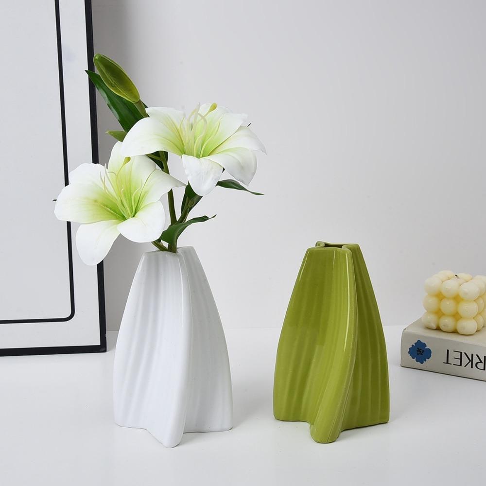 Creative Plastic Irregular Vase High-end Solid Color Water Cultivation Vase Desktop Decoration Flower Arrangement Vase