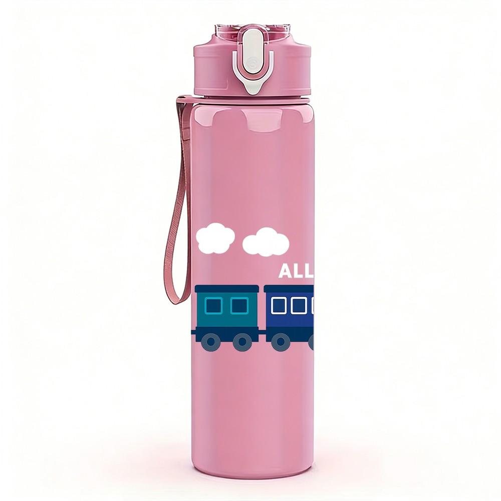 1PC Bold Text Typography Pattern 750ml Color Plastic Sports Water Bottle Leakproof Flip Straw Lid Suitable for Sports Office Home Use
