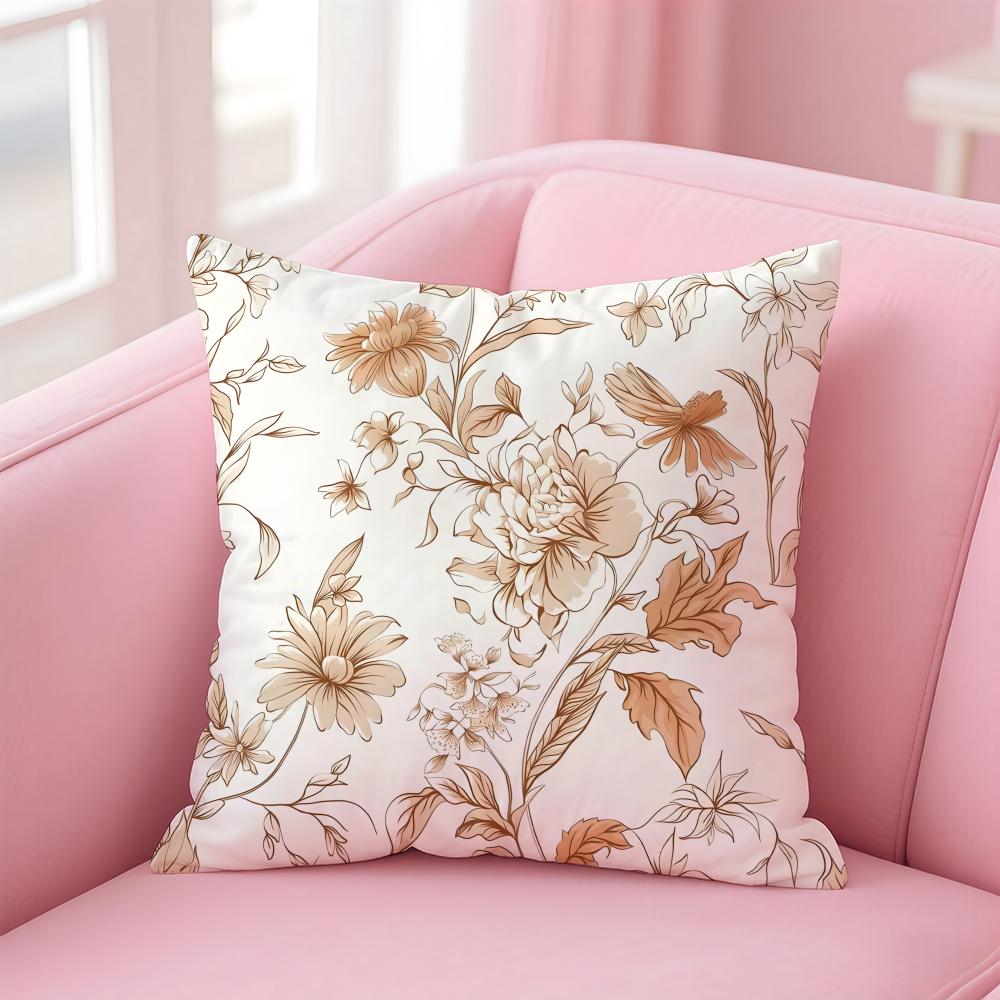 Simple, Classic, Retro-Style Floral And Bird Pattern Cushion Cover Linen Pillowcase Cover Soft Decor For Sofa Home Room