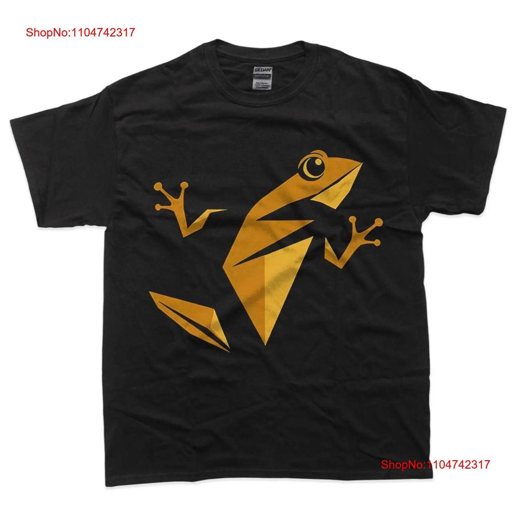 Golden Origami Frog Minimalist Wildlife Art T Shirt Vintage Washed Streetwear Comfortable Stretched Top For Everyday Wear