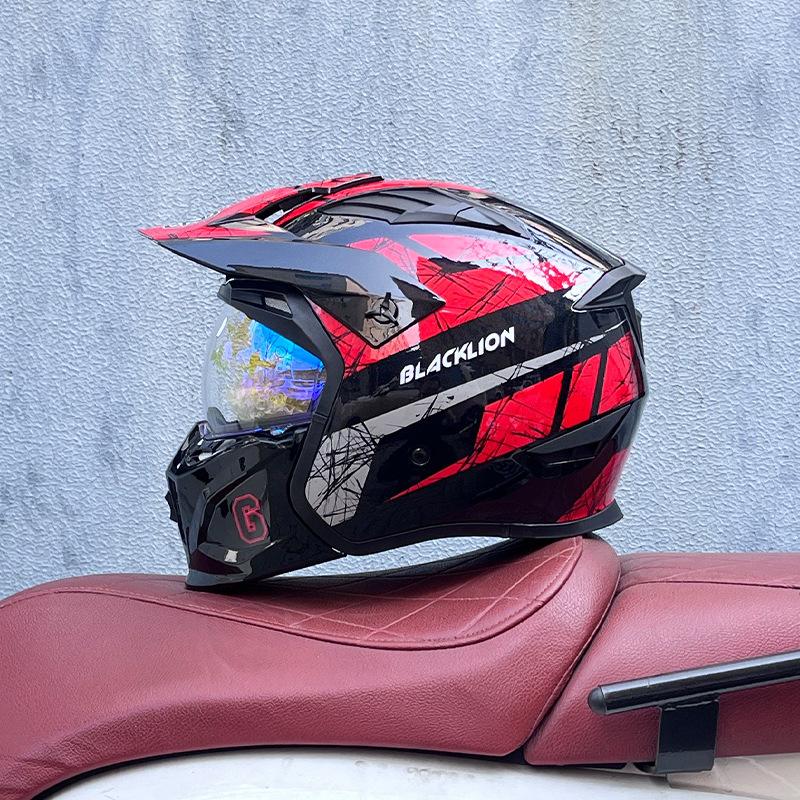 Street Fighter Motorcycle Helmet Men's and Women's Full Helmet Four Seasons Locomotive Retro Detachable Combination Helmet