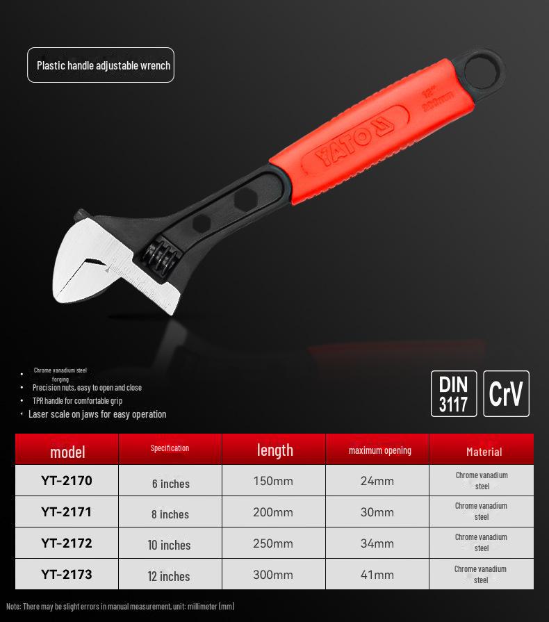 Yiertuo Adjustable 6-12 Inch Multi-Function Large Opening Wrench & Pipe Pliers