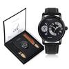 Classic Minimalist Men's Watch Gift Set Luxury Business Men's Versatile Quartz Watch Round Large dial Quartz Watch Gift