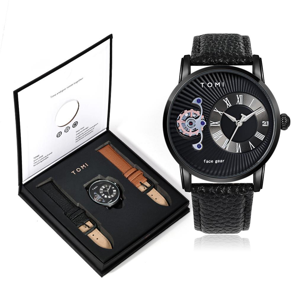 Classic Minimalist Men's Watch Gift Set Luxury Business Men's Versatile Quartz Watch Round Large dial Quartz Watch Gift