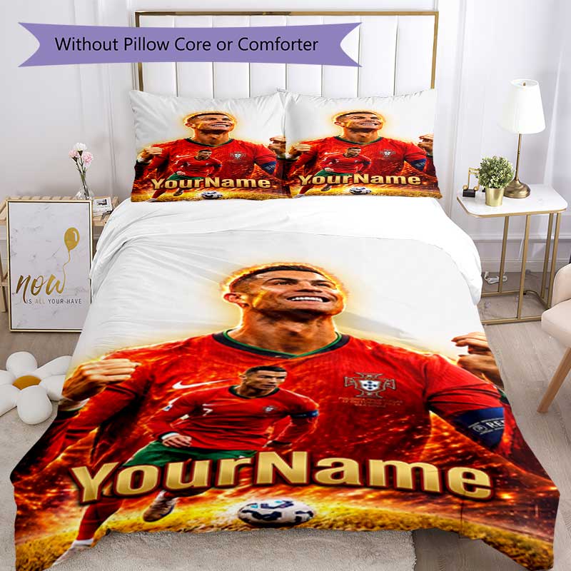 Cristiano Ronaldo 19 Customize your name Bedding Set Breathable Duvet Cover with Pillowcases Home Decoration Birthday Gift