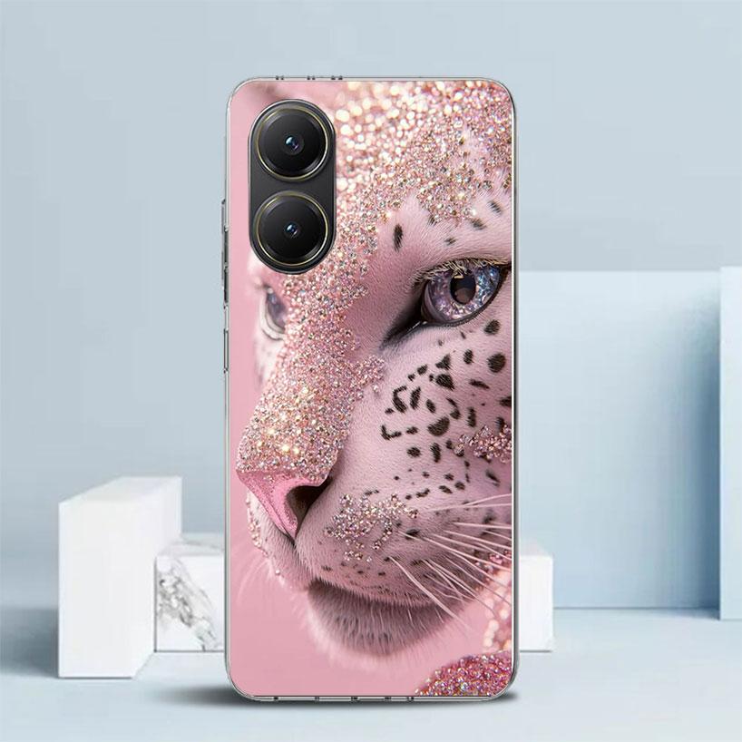 Pink Leopard Print Soft Cover for Xiaomi Poco F7 Ultra X7 X6 X5 Pro M7 Phone Case Redmi 15 15C 13 13C 12 12C 10 10C Print Shell