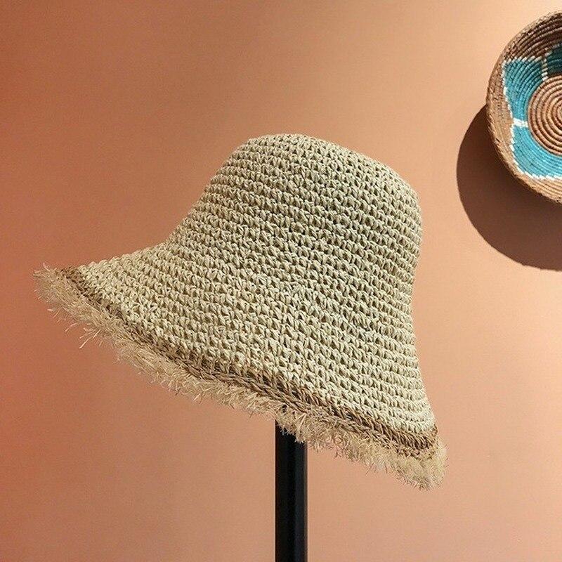 Womens Straw Hats Chinese Straw Hat Panamas UV Protection Sun Visor Beach Hats Women Visors Foldable Female Summer Sun Hat