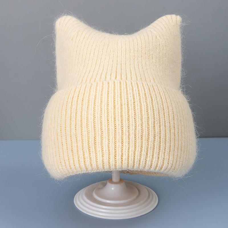 New Style Simple Dandy Winter Hat Rabbit Fur Beanie Elegant Winter Hats For Women Candy Colors Warm Knit Hats