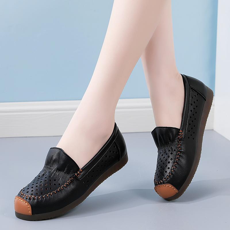 

Женские мокасины, лоферы, повседневные белые туфли для медсестер, мягкие балетки, черные летние дышащие туфли для вождения и ходьбы для женщин 35 чёрный