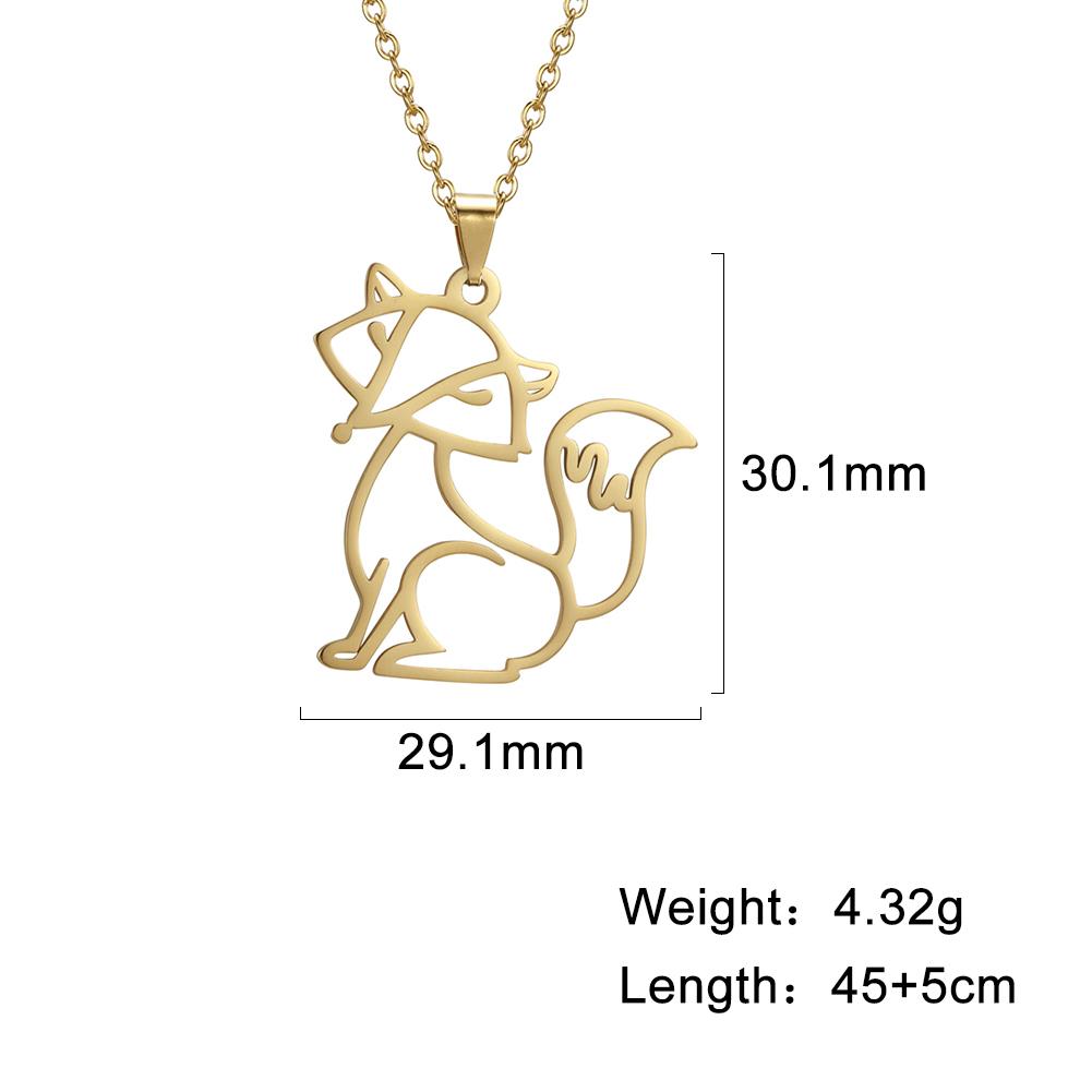 Cazador Hollow Fox Pendant Necklaces for Women Girls Cute Animal Neck Chains Stainless Steel Jewelry Birthday Gifts Wholesale