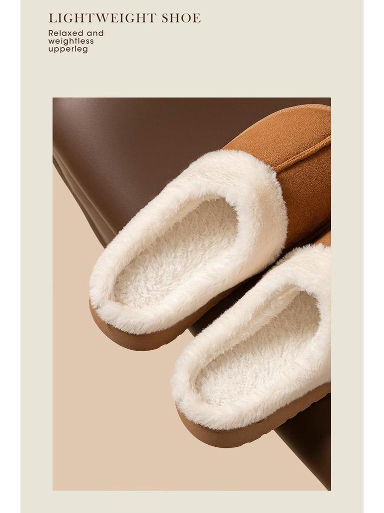 Cozy Indoor Winter Non-Slip Plush Slippers for Couples - Warm, Thick-Sole Postpartum Cotton Footwear for Women