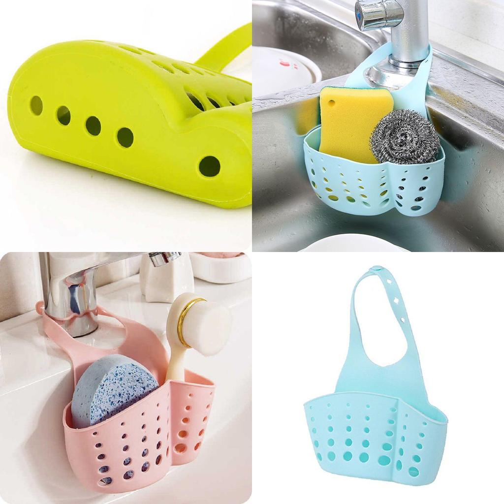 Versatile Kitchen Sink Soap Sponge Holder With Adjustable Strap For Easy Organizing