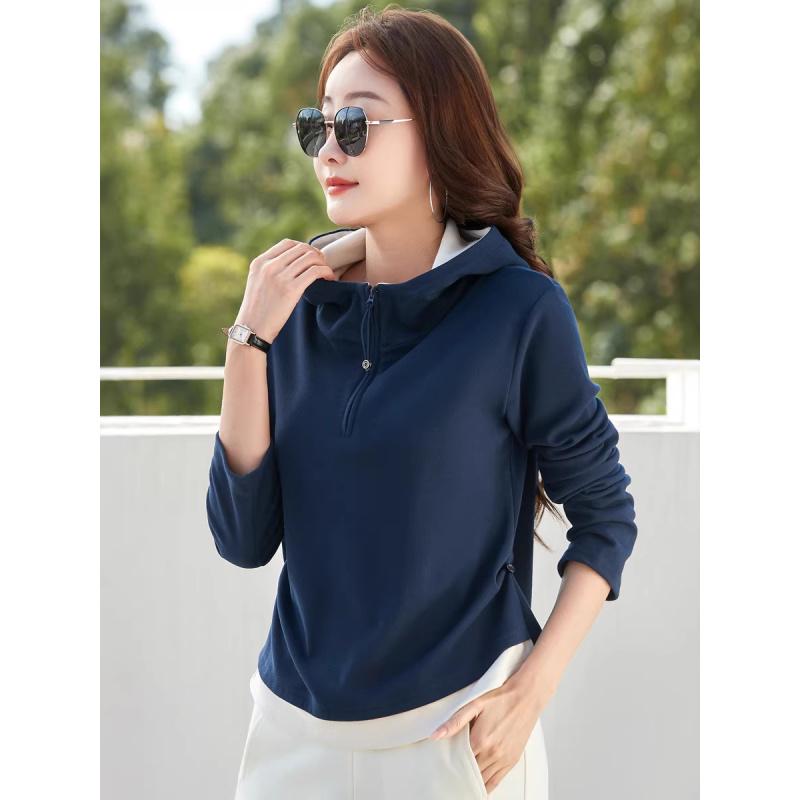 Zipper Hooded Sweatshirt for Women New Fashion Versatile Long Sleeve T-Shirt Top Korean Style Trendy Jacket