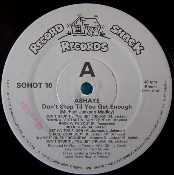 

12inch Record ASHAYE Dont Stop Til You Get Enough SOHOT10 Record Shack Re 1983 UK SoulFunk Used