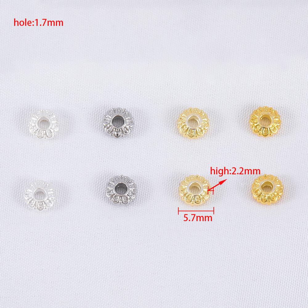 10Pcs 2*6mm Silver Color Plated Copper Alloy Flat Spacer Beads Daisy Pattern for DIY Bracelet Necklace Jewelry Making Accessorie