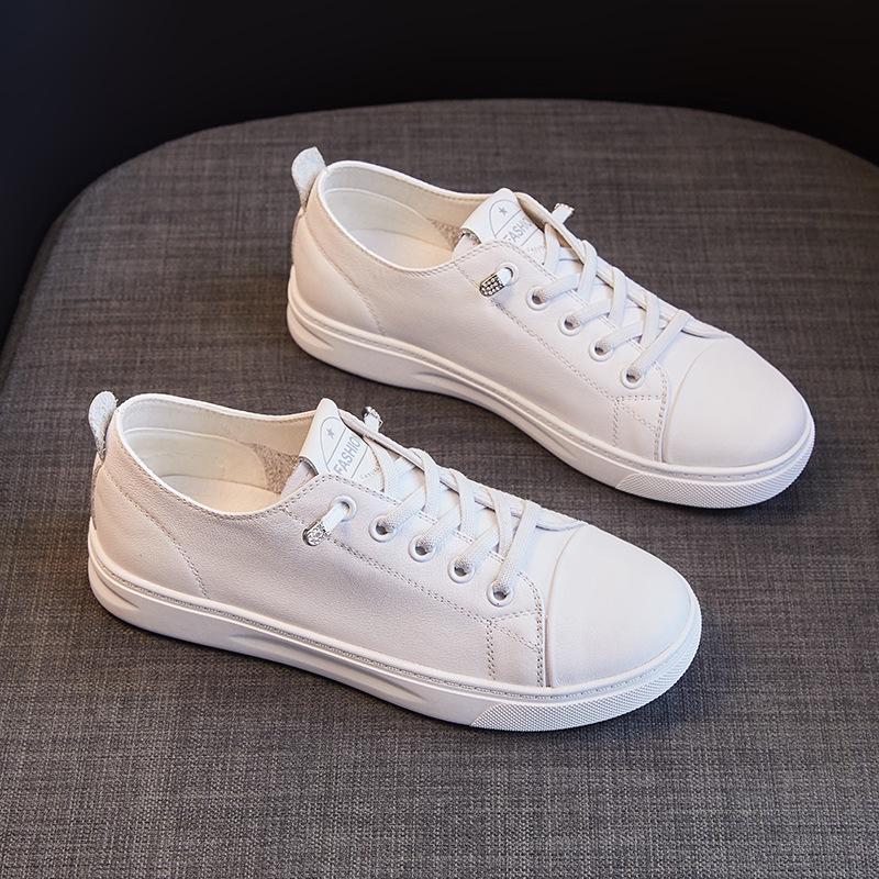 Women's 2025 Summer Casual Versatile Genuine Leather White Flats