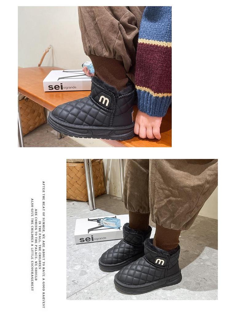 2025 Winter Kids' Mid-Calf Snow Boots: Thick Warm Velvet, Short Style for Girls and Boys