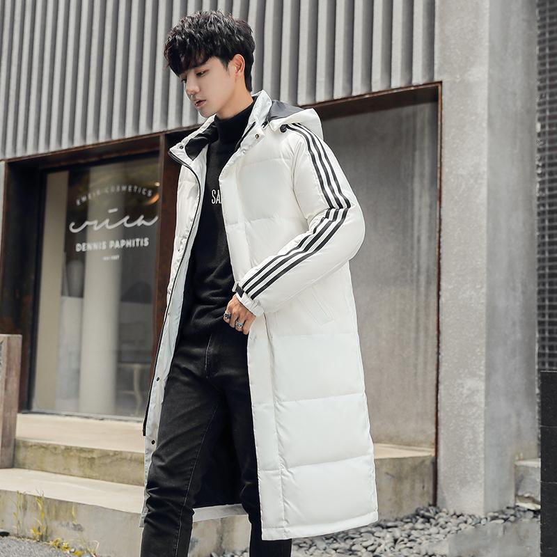 Three-stripe Down Jacket, Fashionable Knee-high Long