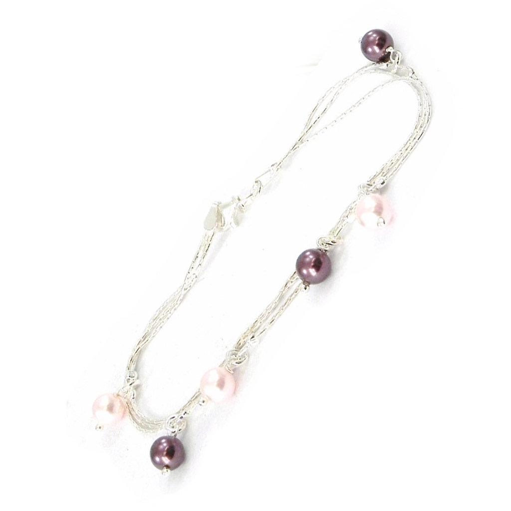 Les Trésors De Lily [G1727] - Silver Bracelet 'Sissi' Pink Purple