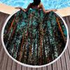 Forest Round Beach Towel Natural Scenery Beach Blanket with Tassels Microfiber Country Woodland Tree Circle Bath Towel Yoga Mat