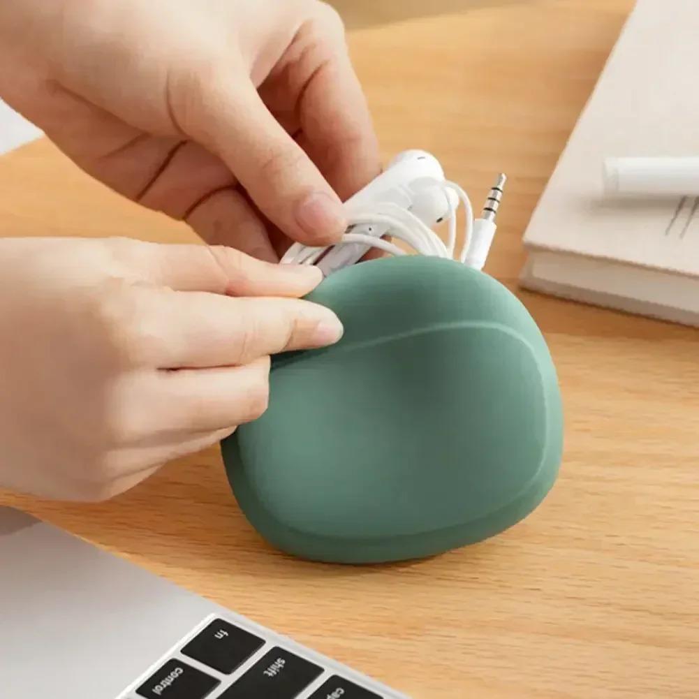 Tragbare Aufbewahrungstasche aus Silikon für Datenkabel, Aufbewahrungsbox für Kopfhörer, süße Aufbewahrungstasche für Telefonladegeräte, Schlüssel, Lippenstift, Reisekabel-Organizer