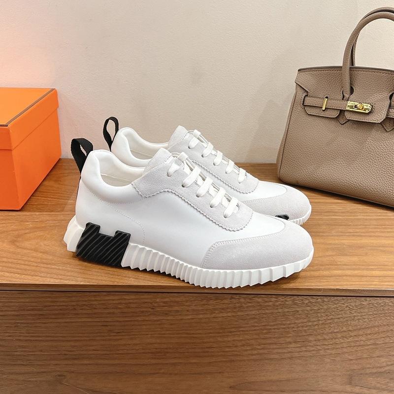 H Fashion Casual Sports Shoes Early Spring Leather Men's and Women's Flat Running Shoes