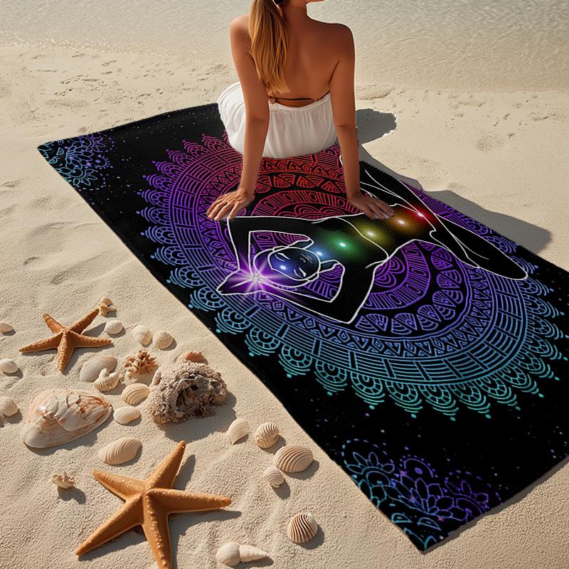 Moonlit Meditation Beach Towel, Super Soft Microfiber, Gift for Her/Him, Birthday, for Pool, Beach, Travel, Home Decor Fan gifts
