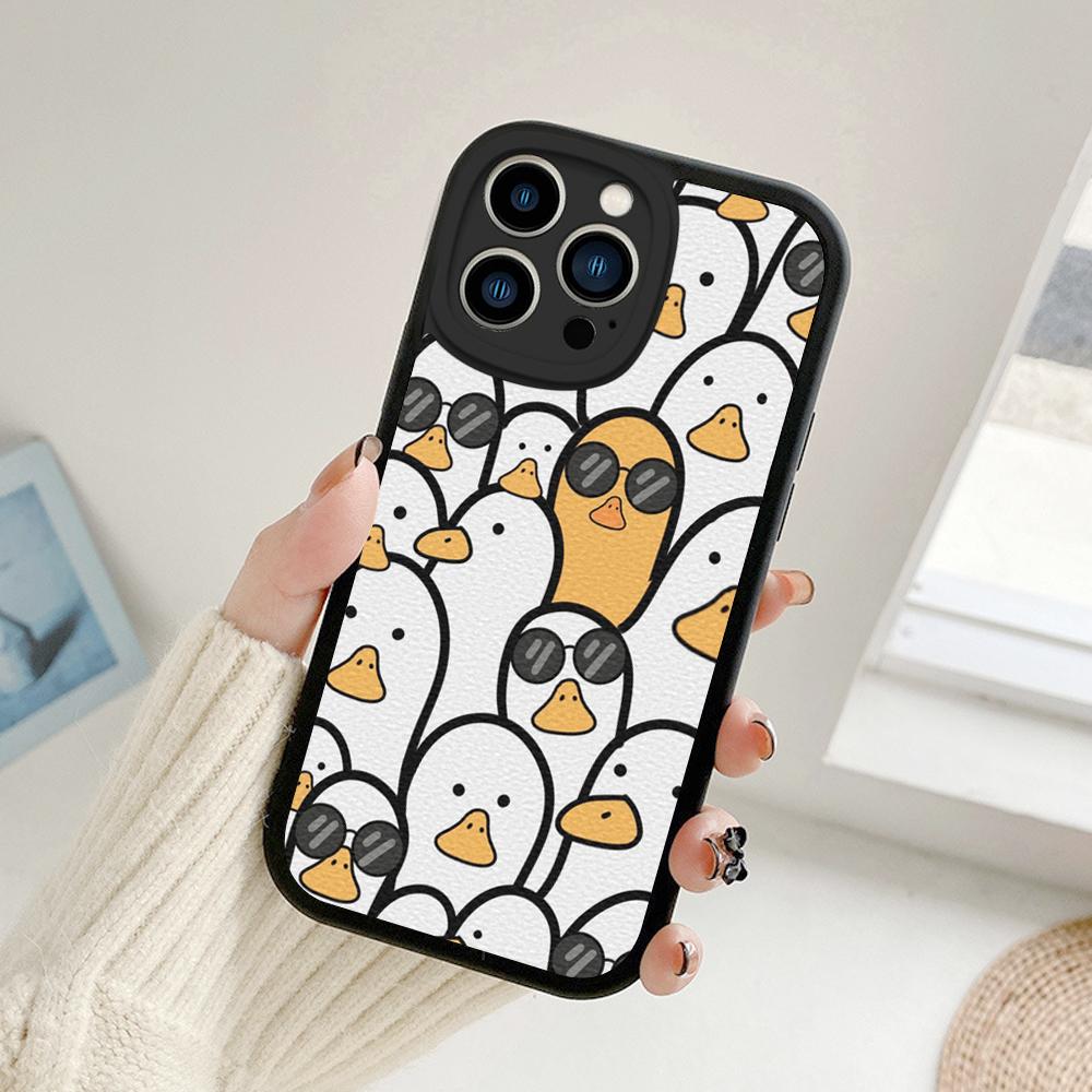 Huse de telefon cu pictură în ulei de rață de desene animate pentru Iphone 14 13 11 12 Pro MAX 13 12 MiNi 7 8plus 14 13 11PRO X XS 12 11 XR Huse din piele de miel