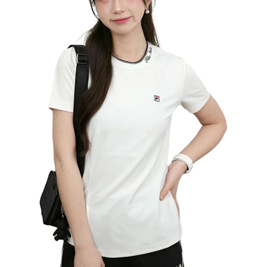 Fila Heritage Soft Comfortable Breathable Durable Simple Versatile Solid Color Knitted Short Sleeve T-Shirt Women T-Shirt F51W528101FWT