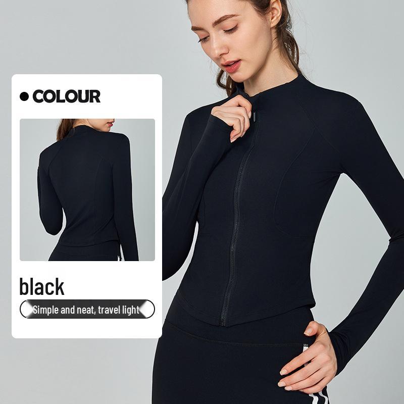 European & American Slim Fit Yoga Wear: Women's Long-Sleeve Zipper Cardigan for Autumn & Winter Running and Fitness.