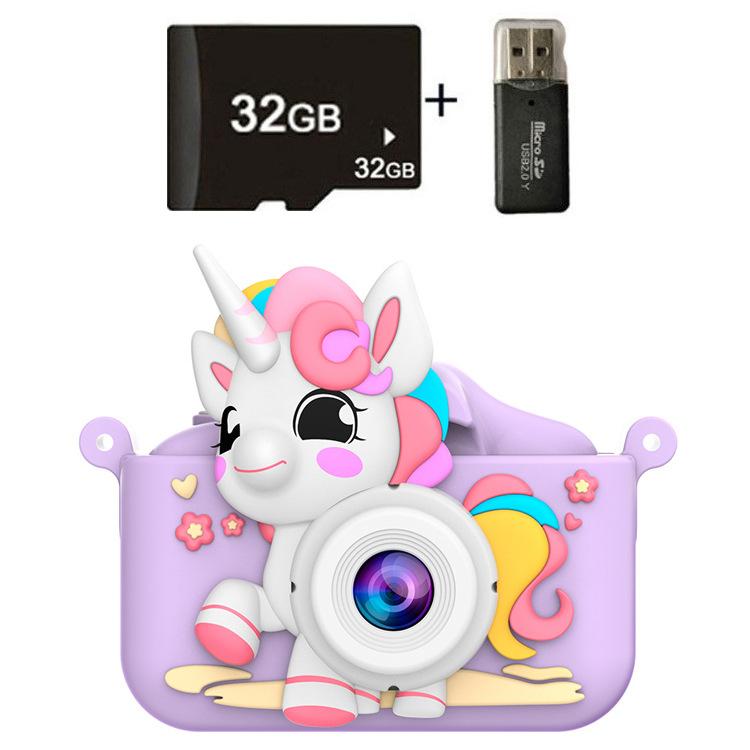 

Мультяшная детская камера, Видео HD Двойная зеркальная камера, Цифровая камера Игрушки фиолетовый