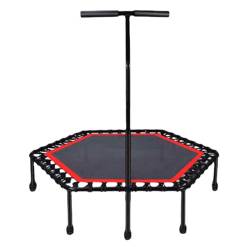 45-Inch Hexagonal Indoor Trampoline with Handrail for Adults