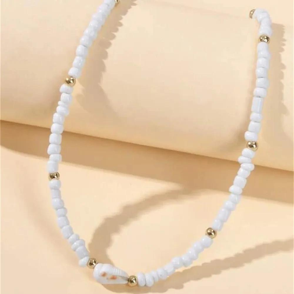 Vintage Shell Pendant Necklace For Women Female Fashion Baroque Geometry Natural Conch White Bead Chain Party Jewely Gift