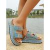 New Summer Rhinestone Platform Slippers - Women’s Plus Size Belt Buckle Slides for Outdoor Wear