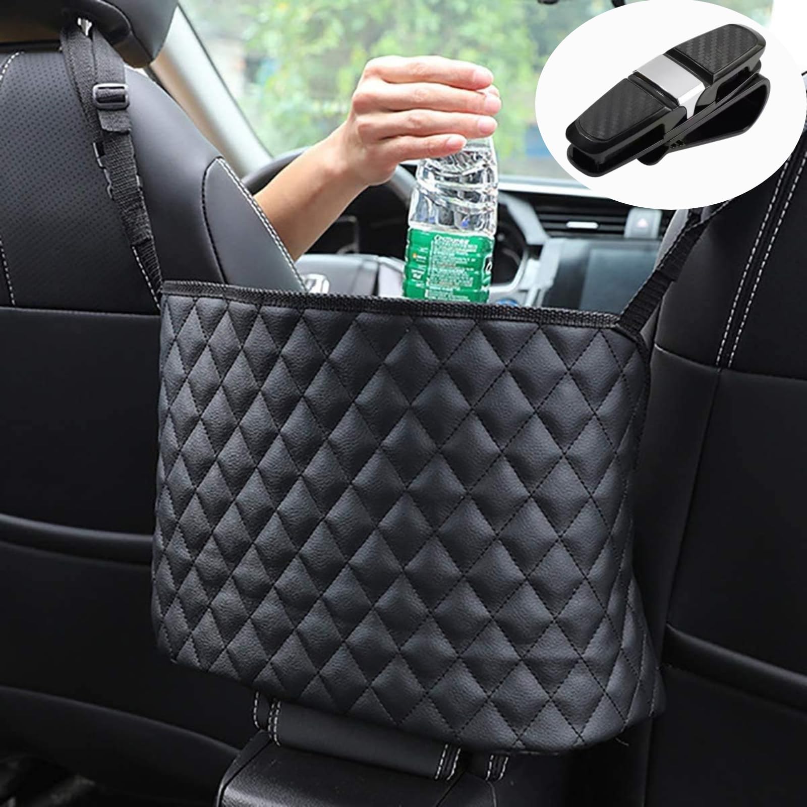 

HODAKy Car Storage Car Storage Bag and Large Easy Black Sunglasses Pocket, Bag, Holder, Water-Repellent, Stain- Scratch-Resistant, Space-Saving, чёрный