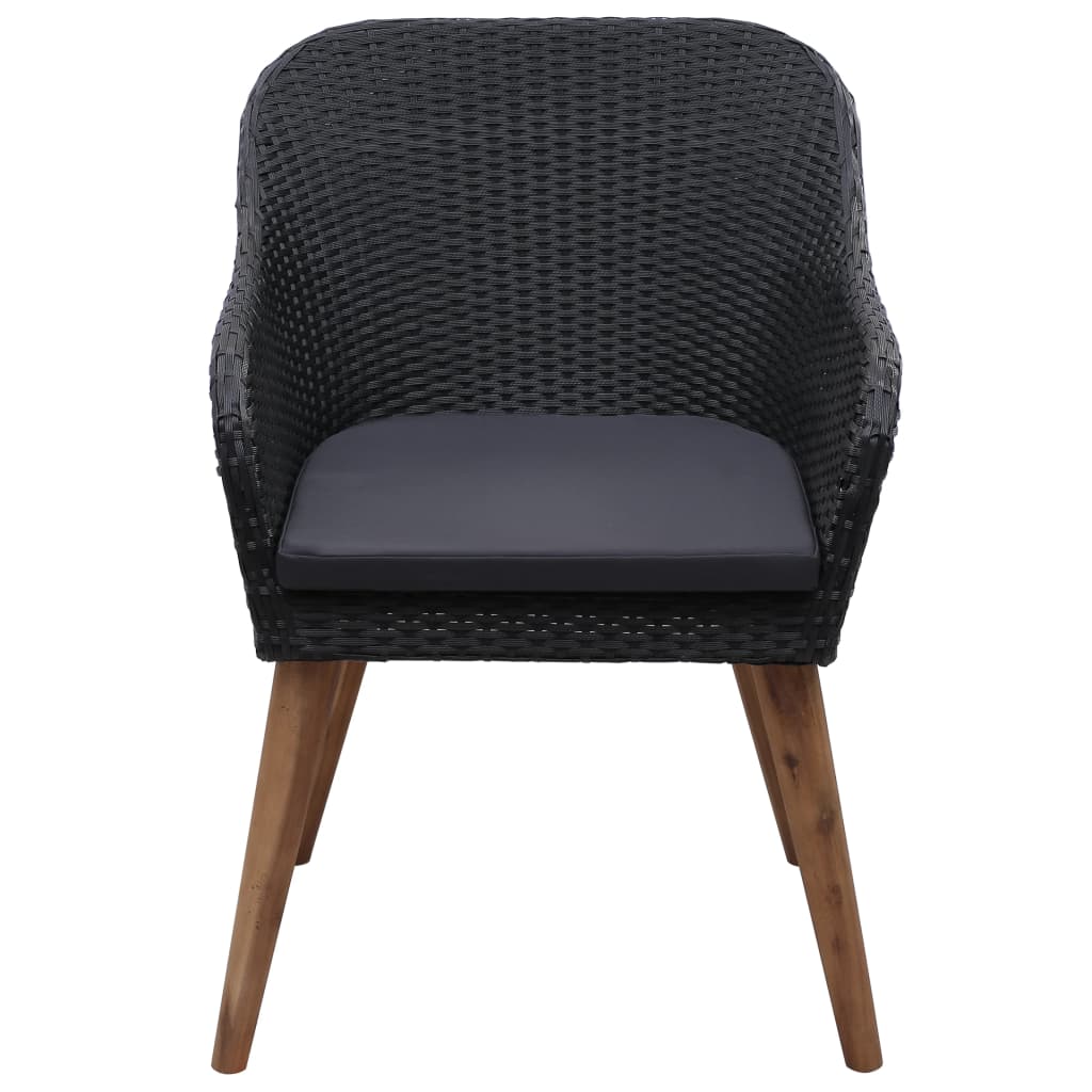 Garden Chairs with Cushions 2 pcs Poly Rattan Black