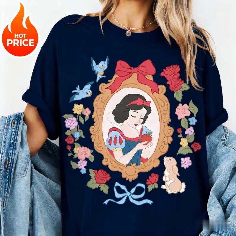 Summer Disney Snow White Graphic Tshirt Men Women Fashion Cotton Quality Casual Loose Short Sleeve Classic Unisex