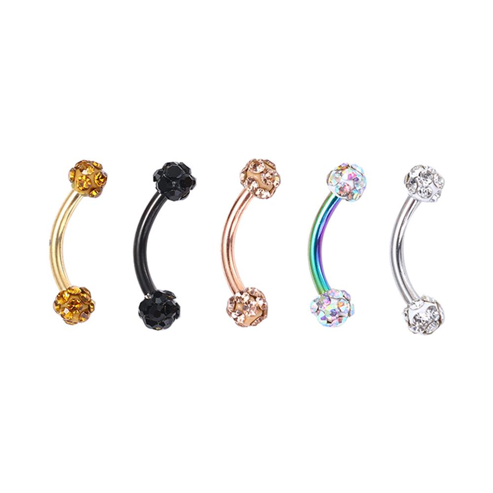 Piercing Ring For Women Curved Barbell Eyebrow Stud Ball Nose Ring Fake Lip Stud Piercing Jewelry