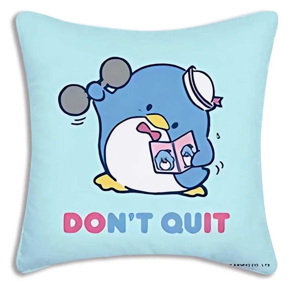 Cartoon Penguin Print Decorative Pillowcase Car Sofa Square Cushion Pillowcase